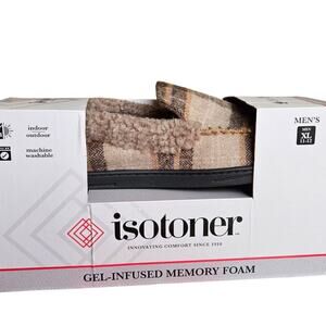 NWT - Isotoner Men's Gel-Infused Memory Foam Slippers XL, fits 11-12 Sizes